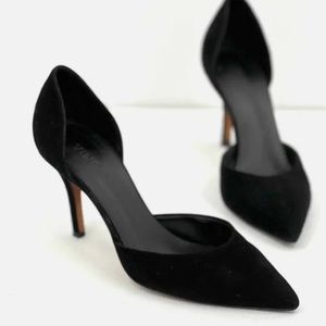 VINCE Celeste Black Suede Leather d'Orsay Pump Heels Size (US 9 Euro 40)